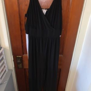 Plus size Black and white wide leg jumpsuit